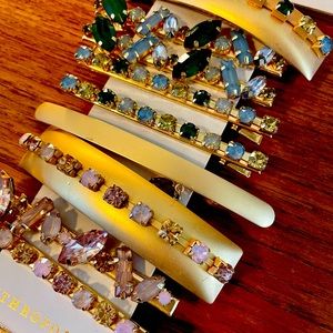 Anthropologie Barrette Hair Clips NWT Gold Green Pink